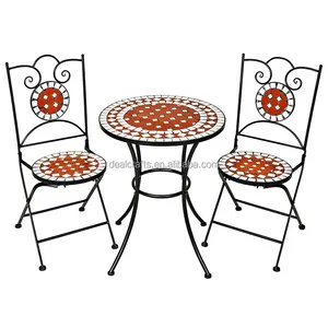 Jardim mosaico mesa com 2 cadeiras conjunto de móveis ao ar livre decoração terracota pottery