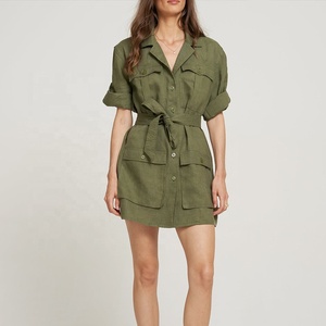 Robe d'été avec poches et manches retroussées Robes décontractées Robes pour femmes - Product Image 1