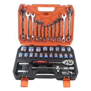 Multifunctional custom combination spanner box tool kit 37pcs universal wrench socket set