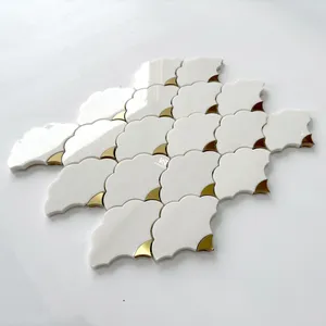 Mejor Venta de China baño blanco Glod mármol mosaico azulejos