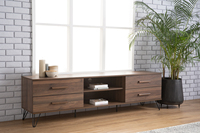 Mueble de TV SAMOS de metal color nogal de 1.8 m, de lujo, exportado de Malasia, elegante mueble para televisión para la decoración contemporánea de la sala de estar.