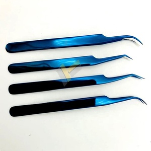 Pinzas de pestañas de precisión puntiagudas azules de Plasma profesionales Extensión de pestañas de acero inoxidable japonés con logotipo personalizado de alta calidad - Product Image 5