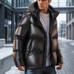 Full Zipper <b>Warm</b> Horse Riding New Style Unisex Shiny Quilted Canvas Windproof Puffer <b>Jacket</b> Front Patch Huzaifa Products Hooded - Product Image 3