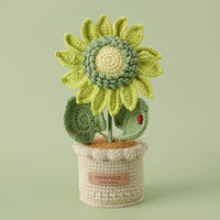 Plante en pot en fil de tournesol tissé créatif, ornement de bureau, cadeau de remise de diplôme fait à la main pour les enseignants et les enfants, longue durée