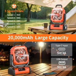 พัดลมพกพาแบบชาร์จไฟได้ 20000mAh พร้อมไฟ LED, พอร์ต USB, แบตสำรองในตัว; พัดลมสำหรับตั้งแคมป์กลางแจ้ง; ไฟส่องสว่างกลางแจ้ง - Product Image 2