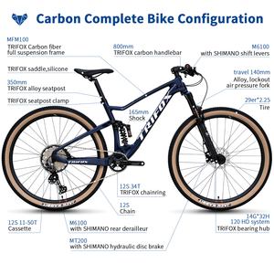 Bicicleta de Carbono Personalizada con Suspensión Completa y Frenos de Disco Hidráulicos, <span class=keywords><strong>Cassette</strong></span> 11-50T para Carreras Todoterreno - Product Image 5
