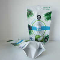Fournisseur d'emballage en feuille d'aluminium mate personnalisé de qualité alimentaire sac en plastique à fermeture à glissière debout pour poudre de noix de coco