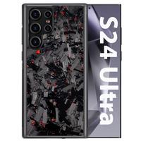 Étuis de luxe en Fiber de carbone pour téléphone portable Samsung S25ULTRA/24 S23 S22Plus comprenant une poignée de téléphone forgée à gros grains taille parfaite