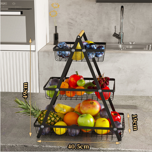 Moderno y Clásico Estante de Almacenamiento de Frutas para Escritorio, de Tres Niveles, con Drenaje, para el Hogar - Product Image 2