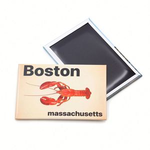 Wholesale Boston Souvenir Custom CMYK Printing Logo Tourist Tinplate Metal Tin <b>Fridge</b> Refrigerator Magnet for Decoration - Product Image 4