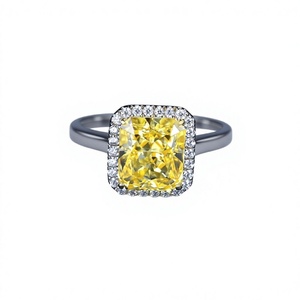 Magnifique bague en argent sterling 925 avec diamant de laboratoire taille coussin pour femme, bijou de fiançailles élégant et luxueux - Product Image 1