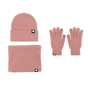 All'ingrosso da uomo 3 pezzi Set berretto invernale in maglia acrilica con <span class=keywords><strong>sciarpa</strong></span> <span class=keywords><strong>e</strong></span> <span class=keywords><strong>guanti</strong></span> con etichetta Patch in pelle - Product Image 4