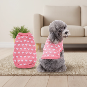 เสื้อกันหนาวนิตติ้งสำหรับสุนัขพันธุ์กลาง น่ารัก อุ่นสบาย เป็นมิตรกับสิ่งแวดล้อม สีชมพูพื้น ทำจากอะคริลิกนุ่ม สำหรับวันหยุด - Product Image 1