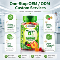 Gummies de Vitamine D3 50mcg par Portion, Supplément Personnalisé OEM sous Marque Privée, Qualité 100000, Approvisionnement Direct Usine en Usine Propre