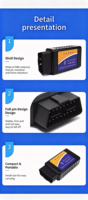 Détecteur de panne de voiture Bluetooth ELM327 OBD2 V1.5, outil de diagnostic automobile
