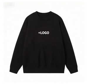 Sweat-shirt en coton à col rond pour femme, anti-boulochage, à manches longues, tricoté, coupe classique, décontracté, uni - Product Image 3