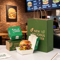 Boîte d'emballage en papier de qualité alimentaire, écologique, recyclable, avec logo personnalisé, pour emporter des hamburgers, des frites, des plats frits