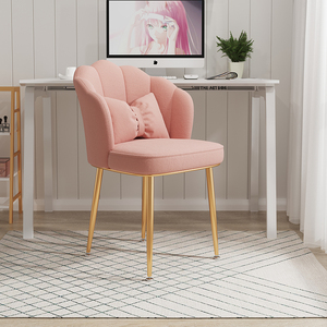 Factory Price <b>Pink</b> Velvet Shell Chair with Gold Legs Contemporary Nail Chair & Makeup <b>stool</b> Salon Furniture for Living Room - Product Image 5