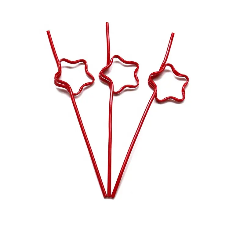 Paille en forme d'étoile à cinq branches Paille en plastique en forme de petg de dessin animé