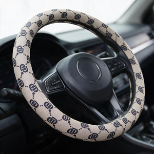 Donanma D Harfli Monogram Direksiyon Kapağı PVC Deri 1.1mm Araba İç Aksesuarı Otomobil Parçaları Aşınmaya Dayanıklı Gümüş Gri - Product Image 1