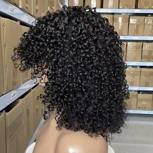 Peluca Económica Hecha a Máquina, 100% Cabello Humano Brasileño, Corte Pixie, Pelucas Cortas Rizadas y Onduladas, Sin Encaje, con Flequillo para Mujer - Product Image 4