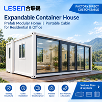 Maison préfabriquée modulaire extensible en conteneur, cabane portable avec murs en verre pour usage résidentiel, bureaux ou centres de villégiature