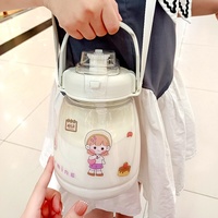 Produits tendance 2025 nouveautés 1300ml gros gros ventre dessin animé ours enfants bouteille d'eau en plastique avec pailles