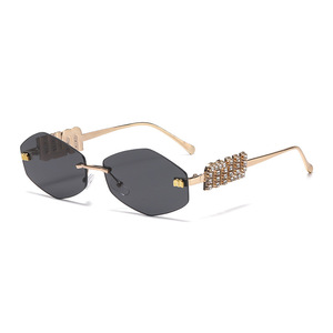 Miujia <b>Frameless</b> Diamond Shape Sunglasses UV400 Women's Small <b>Frame</b> Metal Plastic PC Lens Outings Cycling Driving Party - Product Image 5