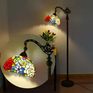 Nordic Tiffany Style Stained Glass Shad Floor Lamp Indoor Lighting Fixture Antique baroque Light for Bedroom Living Room