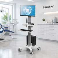Chariot dentaire mobile Likaymo, support d'écran VESA 75/100, support de scanner oral, hauteur réglable, quatre roulettes silencieuses verrouillables