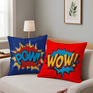 Funda de almohada de arte <span class=keywords><strong>pop</strong></span> de superhéroes de cómics con diseño Wow Splat Impact Pow, adecuada para sofá cama, habitación de niños, decoración de fiestas - Product Image 2