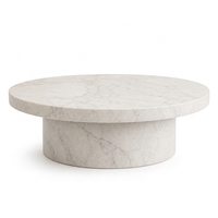Table basse en marbre poli sur mesure, socle bas, table d'appoint en pierre naturelle pour villa, salon, hôtel, mobilier d'intérieur