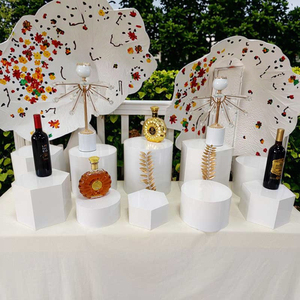 Socle à gâteau moderne en miroir argenté, table de fête de mariage, support à gâteau carré en métal, piédestal - Product Image 3