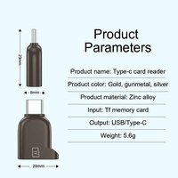 Lector de Tarjetas TF Tipo C Compatible con OTG, Mini Adaptador de Tarjetas de Memoria USB 3.0 de Aleación de Zinc para Teléfono, Tableta, PC y Portátil