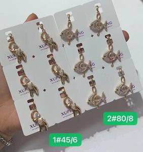 10 Xuping 18K berlapis emas 14k berlapis <span class=keywords><strong>CZ</strong></span> diasah bulan sabit matahari lebah gajah hewan serangga liontin jimat untuk wanita kalung
