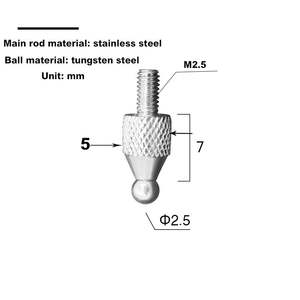 Modul Pengukur Titik Bola Karbida Tungsten, <span class=keywords><strong>Probe</strong></span> Bola, Kepala Pengukur Pitch Cross-bar M2.5/ # 4-48UNF Thread - Product Image 4