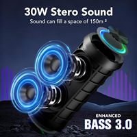 Altavoz Bluetooth para Exteriores, Resistente al Agua IPX7, Sonido Estéreo HD de 30 W, Emparejamiento TWS, 30 Horas de Duración de la Batería, Luz LED, Altavoz Inalámbrico Portátil