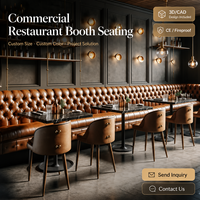 Ensemble de table à manger en marbre moderne professionnel pour hôtel, restaurant, café, mobilier avec long banc mural, canapé