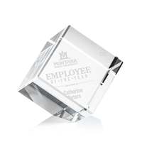 Trophée en cristal noble en forme de cube, design d'angle, employé de l'année, prix en verre gravé personnalisé pour la reconnaissance d'entreprise