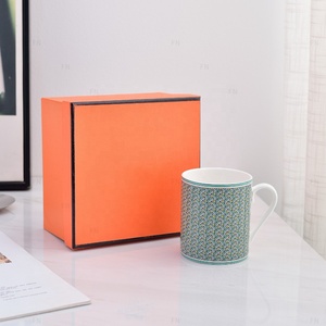 Hot Sale Nordic Luxury Golden Restaurant Gold Handle Bone China <b>Mug</b> with Gift Box - Product Image 4