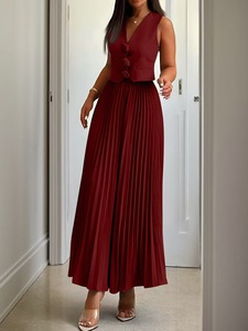 Conjunto <span class=keywords><strong>de</strong></span> falda <span class=keywords><strong>de</strong></span> dos piezas <span class=keywords><strong>de</strong></span> Color sólido <span class=keywords><strong>para</strong></span> mujer, chaleco <span class=keywords><strong>de</strong></span> verano XL y falda plisada con Tops cortos, técnicas teñidas lisas, novedad <span class=keywords><strong>de</strong></span> 2025 - Product Image 3