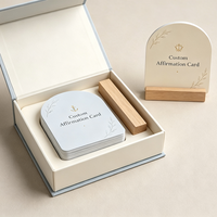 Offre Spéciale : Ensemble de Cartes Personnalisées de Guérison par la Pleine Conscience, Cartes d'Encouragement et d'Affirmation avec Support en Bois et Boîte Magnétique à Rabat
