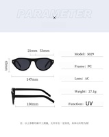 Lunettes de soleil rétro œil de chat, protection UV400, durables, transparentes, confortables, monture intégrale, tendance, unisexe, plusieurs options