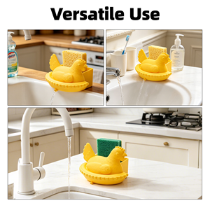 Porta Spugne a Forma di Gallina Stampato in 3D, Organizzatore Multifunzionale per Lavello da Cucina e Bagno, Senza Marca - Product Image 3