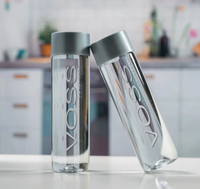 Botol Kaca Voss Bentuk Silinder Transparan dengan Tutup Sekrup untuk Air, Jus, Kopi, Sampel Gratis Aman 200ml 250ml 300ml 350ml 400ml