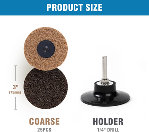 25 Stück Grob schleif scheibe 3 Zoll Schnell wechsels ch eiben 1 Stück Schaft halter für Matrizen schleif scheibe Polier rost Holz schleifen - Product Image 3