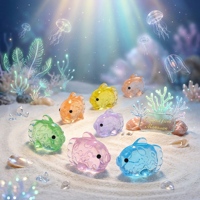 Figurines en résine miniatures phosphorescentes et miniatures de poissons plats transparents pour l'aquariophilie, les micro-paysages et les loisirs créatifs (vente en gros)