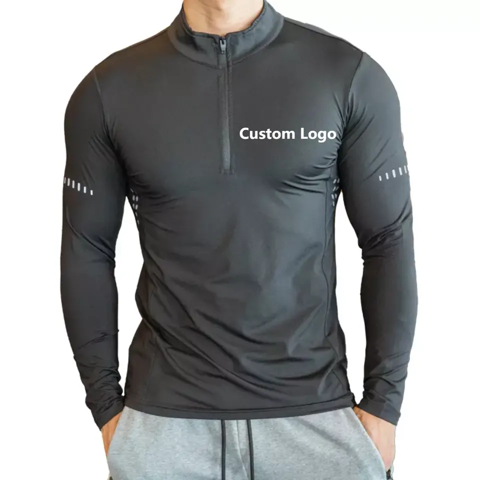 Compressie Shirts Mannen Fitness Dragen Snel Droog Custom Gym T-Shirts Met Lange Mouwen Workout Heren Kleding