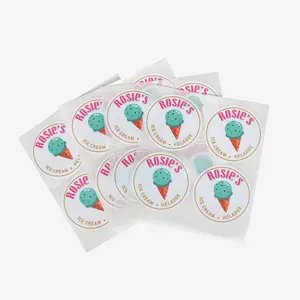high quality customized watertight logo printed square matte stickers labels for oil candy ice cream bottles