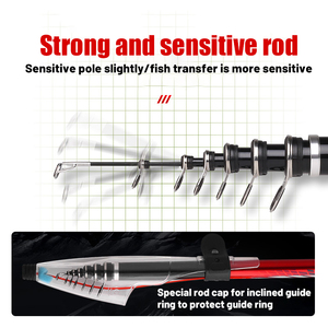 Canne à pêche en fibre de verre et carbone, section courte, ultra-dure, ultra-légère, avec grand anneau de guidage en carbone - Product Image 4